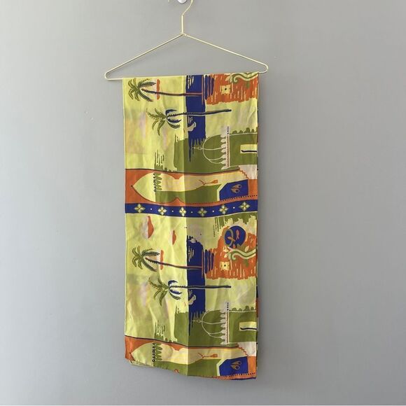 Colorful silk feel scarf tropical - Picture 2 of 4